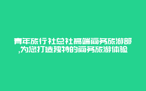 青年旅行社总社高端商务旅游部,为您打造独特的商务旅游体验