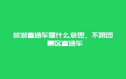 旅游直通车是什么意思，不跟团 景区直通车