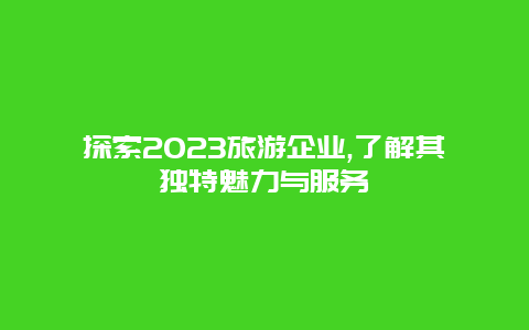 探索2023旅游企业,了解其独特魅力与服务