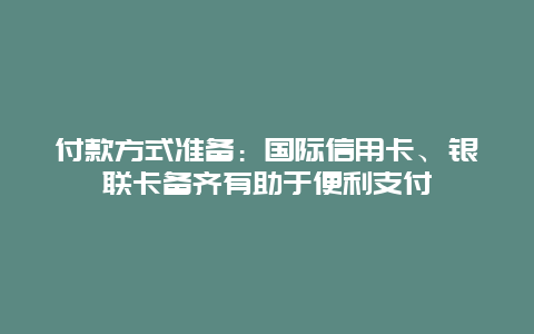 付款方式准备：国际信用卡、银联卡备齐有助于便利支付