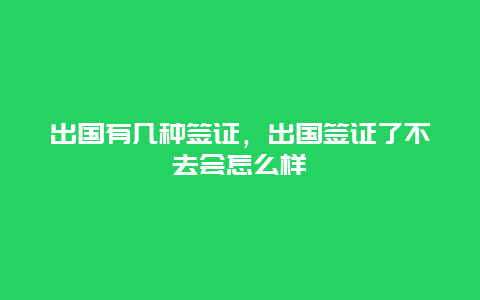 出国有几种签证，出国签证了不去会怎么样