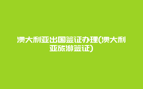 澳大利亚出国签证办理(澳大利亚旅游签证)