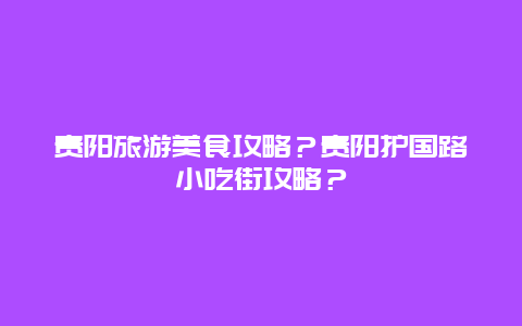 贵阳旅游美食攻略？贵阳护国路小吃街攻略？