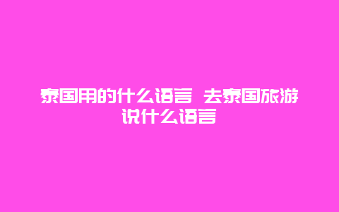 泰国用的什么语言 去泰国旅游说什么语言