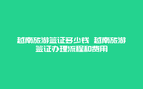 越南旅游签证多少钱 越南旅游签证办理流程和费用