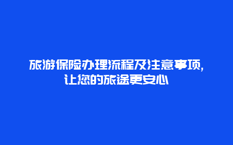 旅游保险办理流程及注意事项,让您的旅途更安心