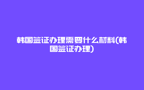 韩国签证办理需要什么材料(韩国签证办理)