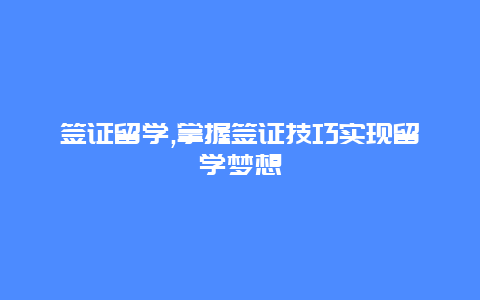 签证留学,掌握签证技巧实现留学梦想