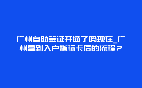 广州自助签证开通了吗现在_广州拿到入户指标卡后的流程？