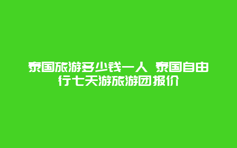 泰国旅游多少钱一人 泰国自由行七天游旅游团报价