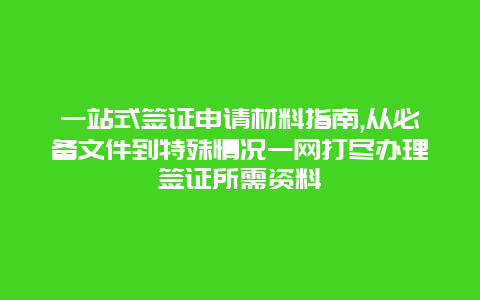 一站式签证申请材料指南,从必备文件到特殊情况一网打尽办理签证所需资料