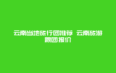 云南当地旅行团推荐 云南旅游跟团报价