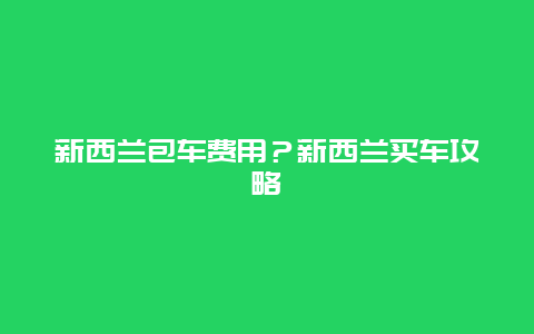 新西兰包车费用？新西兰买车攻略