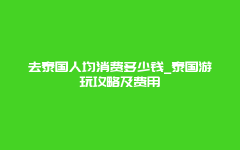 去泰国人均消费多少钱_泰国游玩攻略及费用