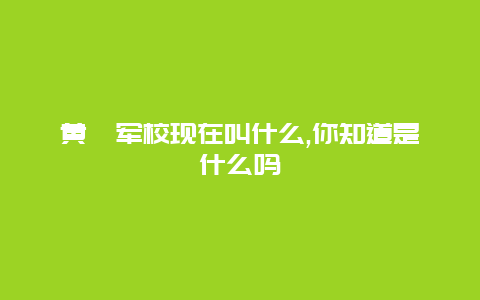 黄埔军校现在叫什么,你知道是什么吗