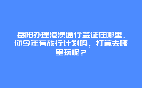 岳阳办理港澳通行签证在哪里，你今年有旅行计划吗，打算去哪里玩呢？