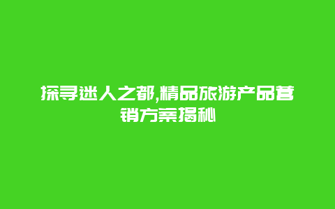 探寻迷人之都,精品旅游产品营销方案揭秘