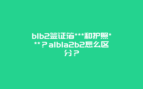 b1b2签证箔***和护照***？a1b1a2b2怎么区分？