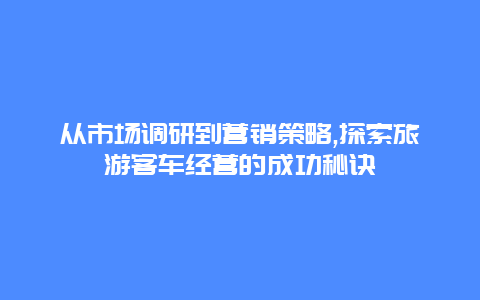 从市场调研到营销策略,探索旅游客车经营的成功秘诀