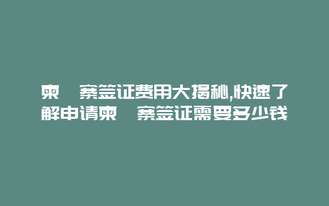 柬埔寨签证费用大揭秘,快速了解申请柬埔寨签证需要多少钱