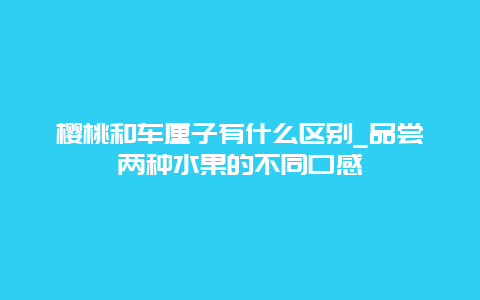 樱桃和车厘子有什么区别_品尝两种水果的不同口感