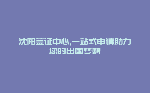 沈阳签证中心,一站式申请助力您的出国梦想