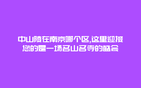 中山陵在南京哪个区,这里迎接您的是一场名山名寺的盛会