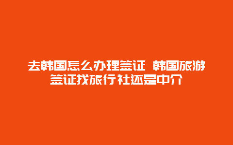 去韩国怎么办理签证 韩国旅游签证找旅行社还是中介