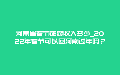 河南省春节旅游收入多少_2022年春节可以回河南过年吗？