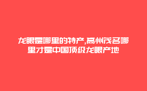 龙眼是哪里的特产,高州茂名哪里才是中国顶级龙眼产地