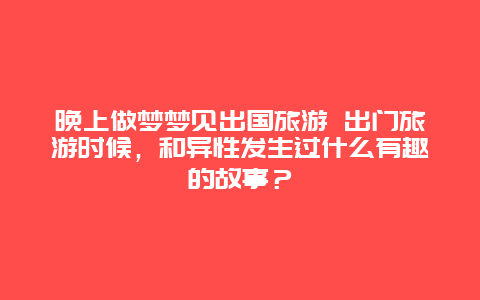 晚上做梦梦见出国旅游 出门旅游时候，和异性发生过什么有趣的故事？