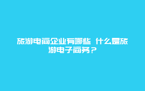 旅游电商企业有哪些 什么是旅游电子商务？