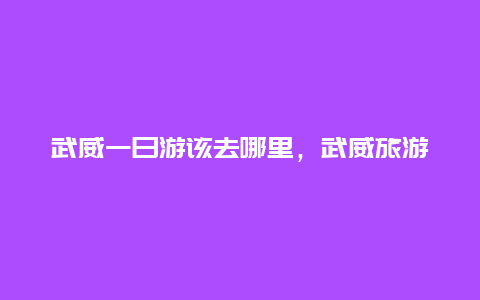 武威一日游该去哪里，武威旅游