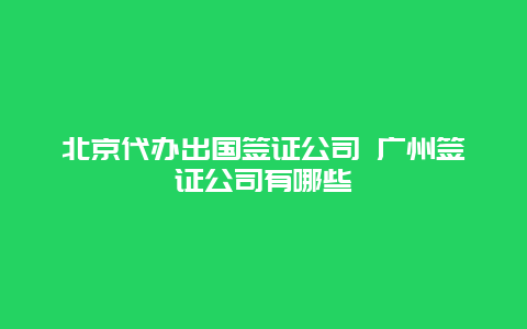 北京代办出国签证公司 广州签证公司有哪些