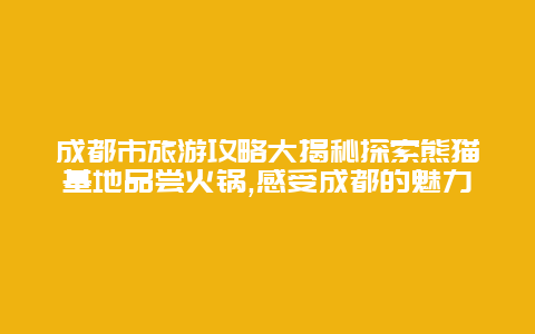 成都市旅游攻略大揭秘探索熊猫基地品尝火锅,感受成都的魅力