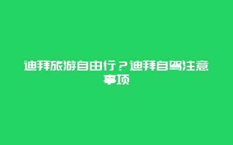 迪拜旅游自由行？迪拜自驾注意事项