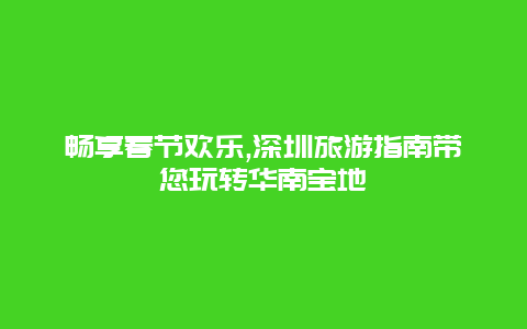 畅享春节欢乐,深圳旅游指南带您玩转华南宝地