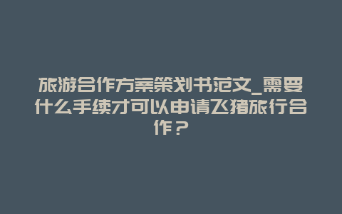 旅游合作方案策划书范文_需要什么手续才可以申请飞猪旅行合作？