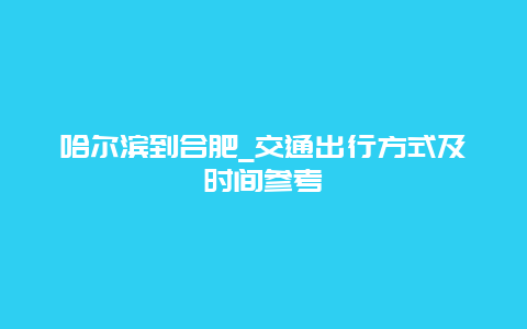 哈尔滨到合肥_交通出行方式及时间参考