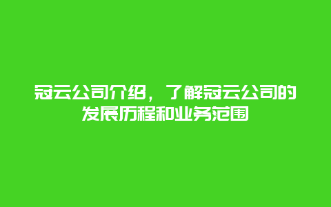 冠云公司介绍，了解冠云公司的发展历程和业务范围