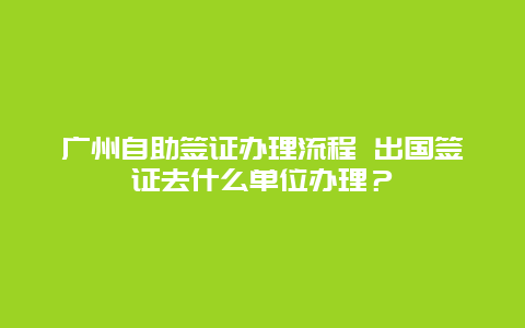 广州自助签证办理流程 出国签证去什么单位办理？