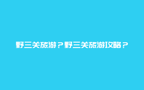 野三关旅游？野三关旅游攻略？