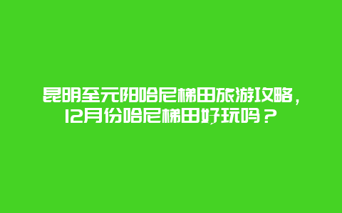 昆明至元阳哈尼梯田旅游攻略，12月份哈尼梯田好玩吗？