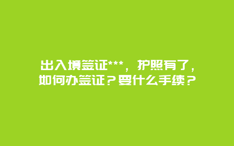 出入境签证***，护照有了，如何办签证？要什么手续？