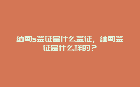 缅甸s签证是什么签证，缅甸签证是什么样的？