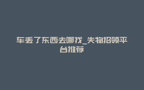 车丢了东西去哪找_失物招领平台推荐