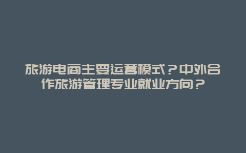 旅游电商主要运营模式？中外合作旅游管理专业就业方向？