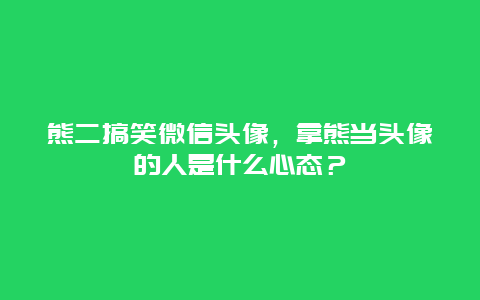 熊二搞笑微信头像，拿熊当头像的人是什么心态？