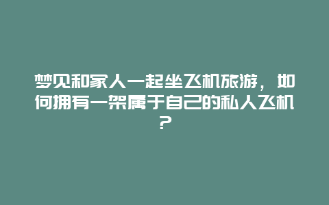 梦见和家人一起坐飞机旅游，如何拥有一架属于自己的私人飞机？