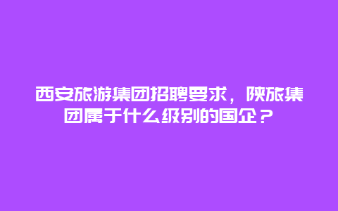 西安旅游集团招聘要求，陕旅集团属于什么级别的国企？